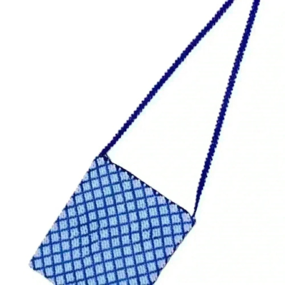 Hand beaded purse royal blue and white - Picture 8 of 9